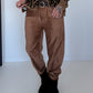 Hose in Wildleder-Optik mit Gürtel - camel