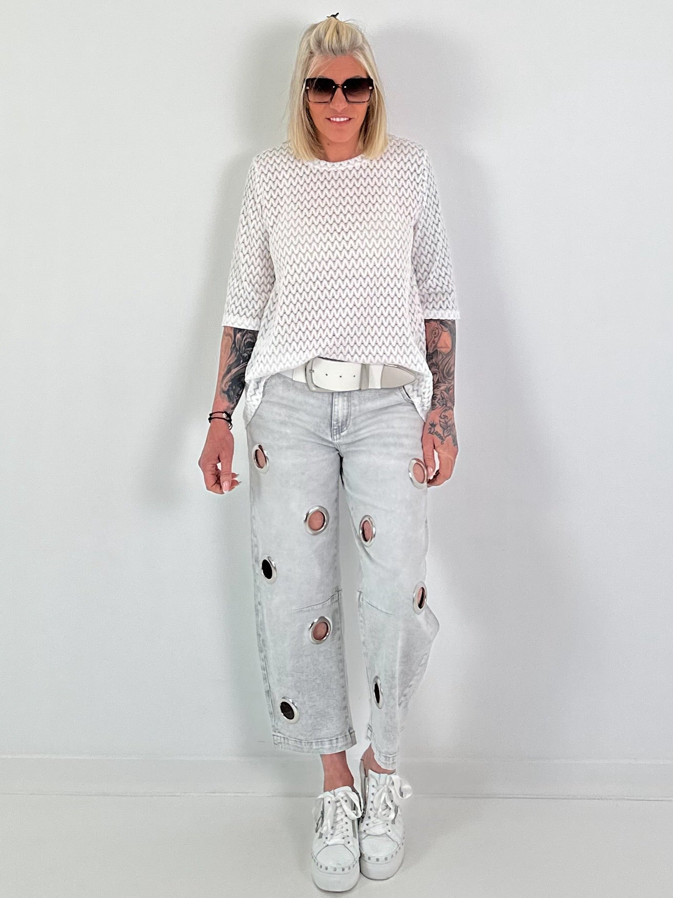 T-shirt with half sleeves - white