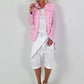 Linen blazer with decorative buttons and ribbed details - pink