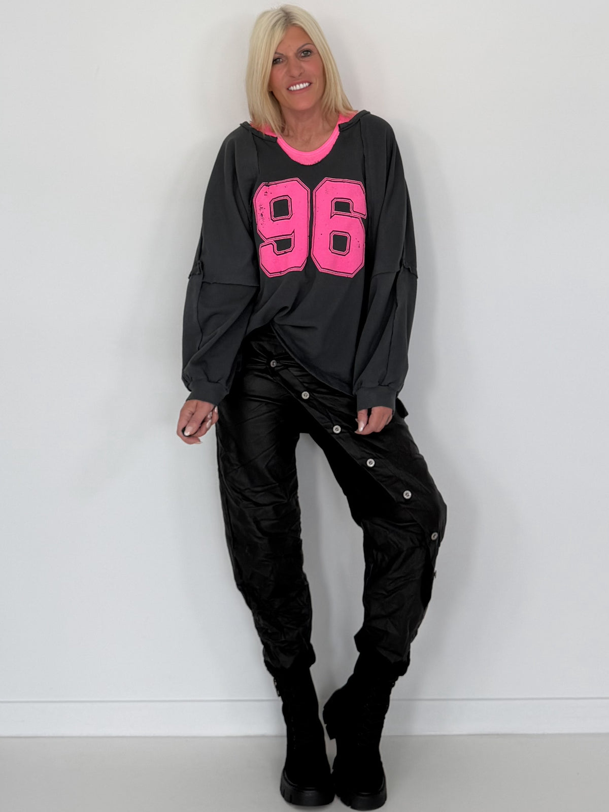 Sweater 96 - anthrazit-neonpink