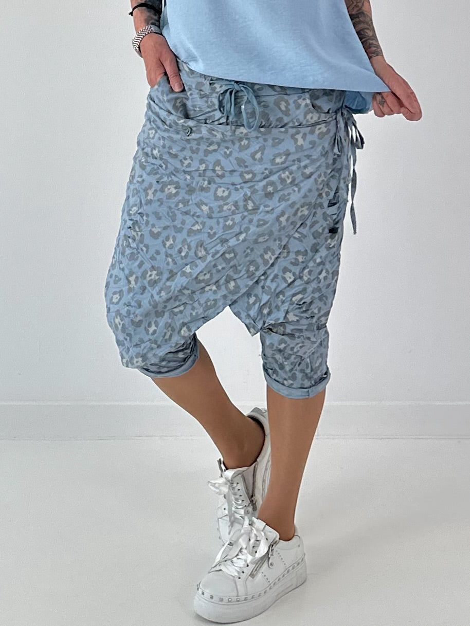 Stylische Hose mit Überwurf im Knit-Look - jeansblau