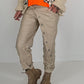 Vegane Lederhose Knopfleiste quer - beige
