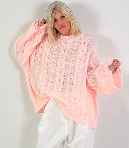 Pullover Modell "Soft Cable Knit" - rosa
