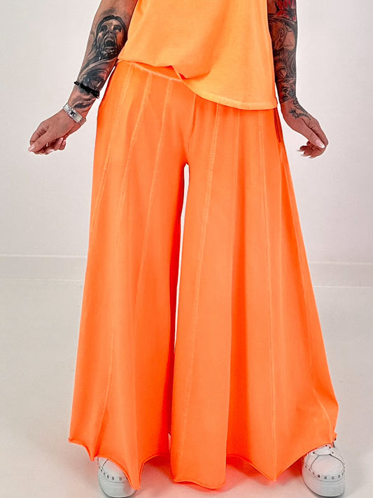 Sweat Palazzo Pants - neon orange