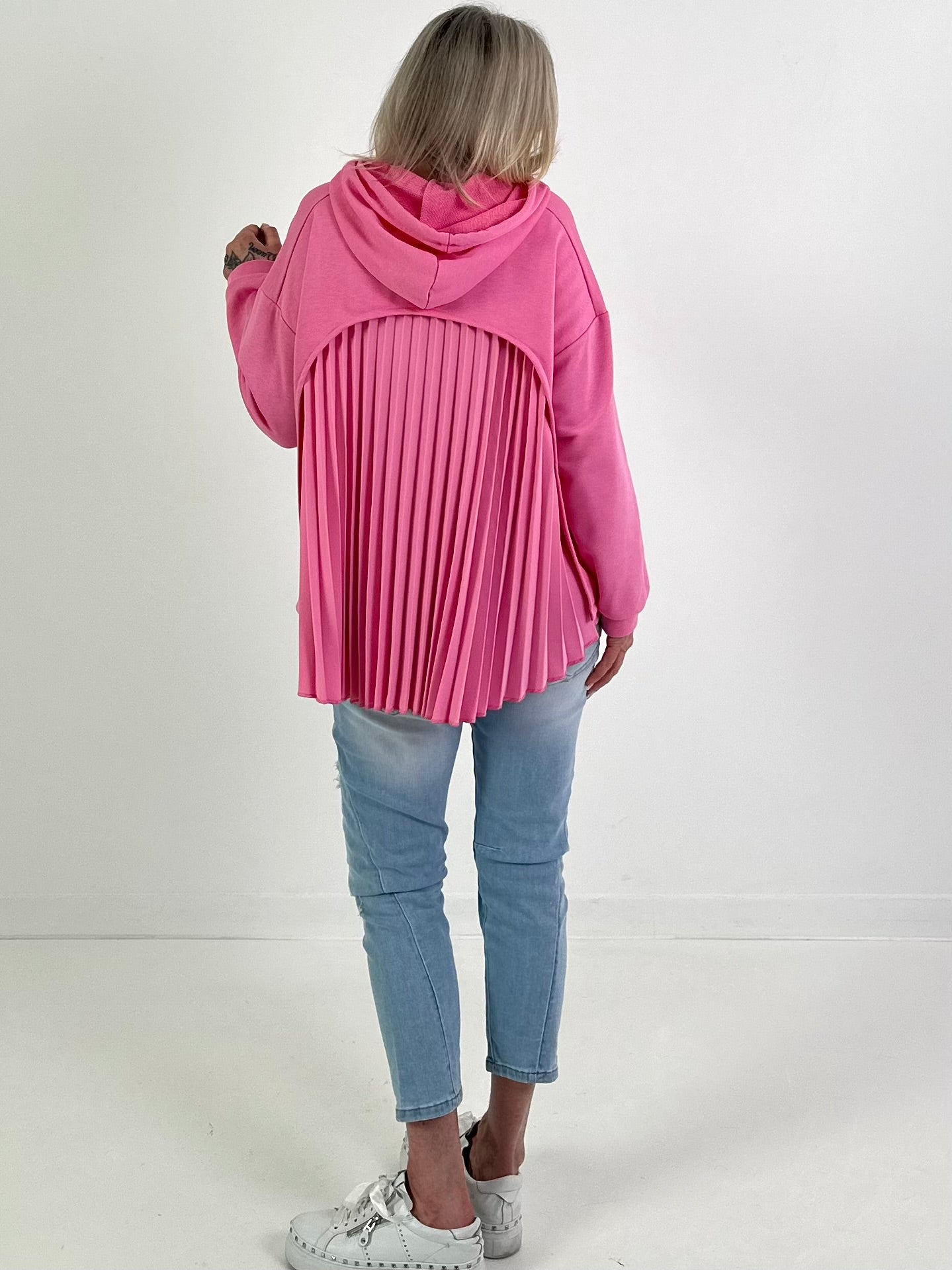 Hoodie mit Plissee-Einsatz Modell "Pleat Motion" - rosa