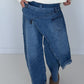 Jeans mit weitem Bein und Überwurf - denim