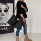 Tasche in Lederoptik mit Twist Lock Verschluss - schwarz