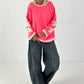 Sweatshirt with trendy star elements - neon pink