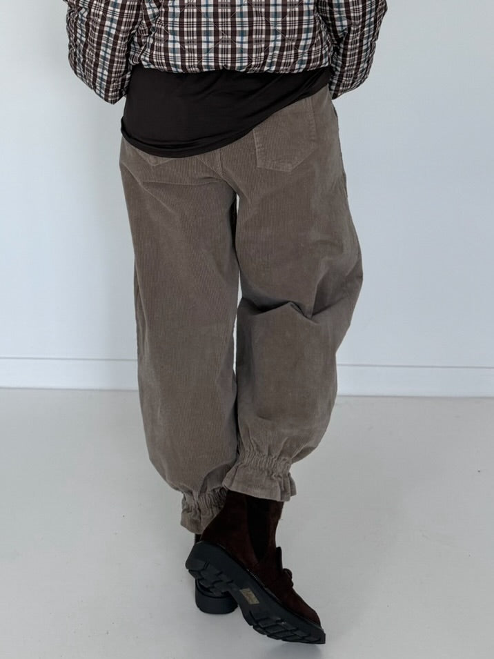 Cord-Pumphose mit Gürtel - taupe
