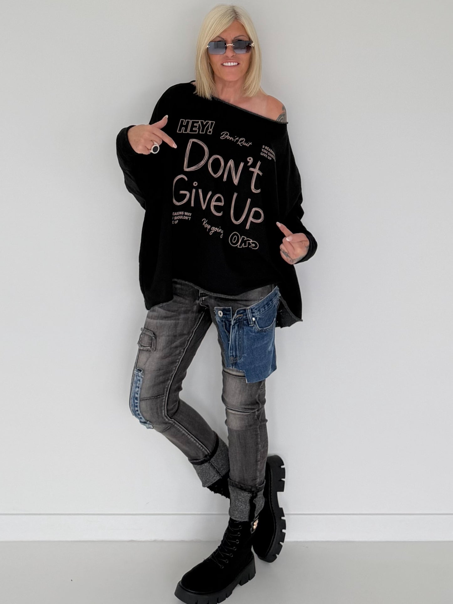 Jeans with denim details - used black