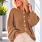 Kuschelige Oversized Strickjacke mit Außennähten - camel