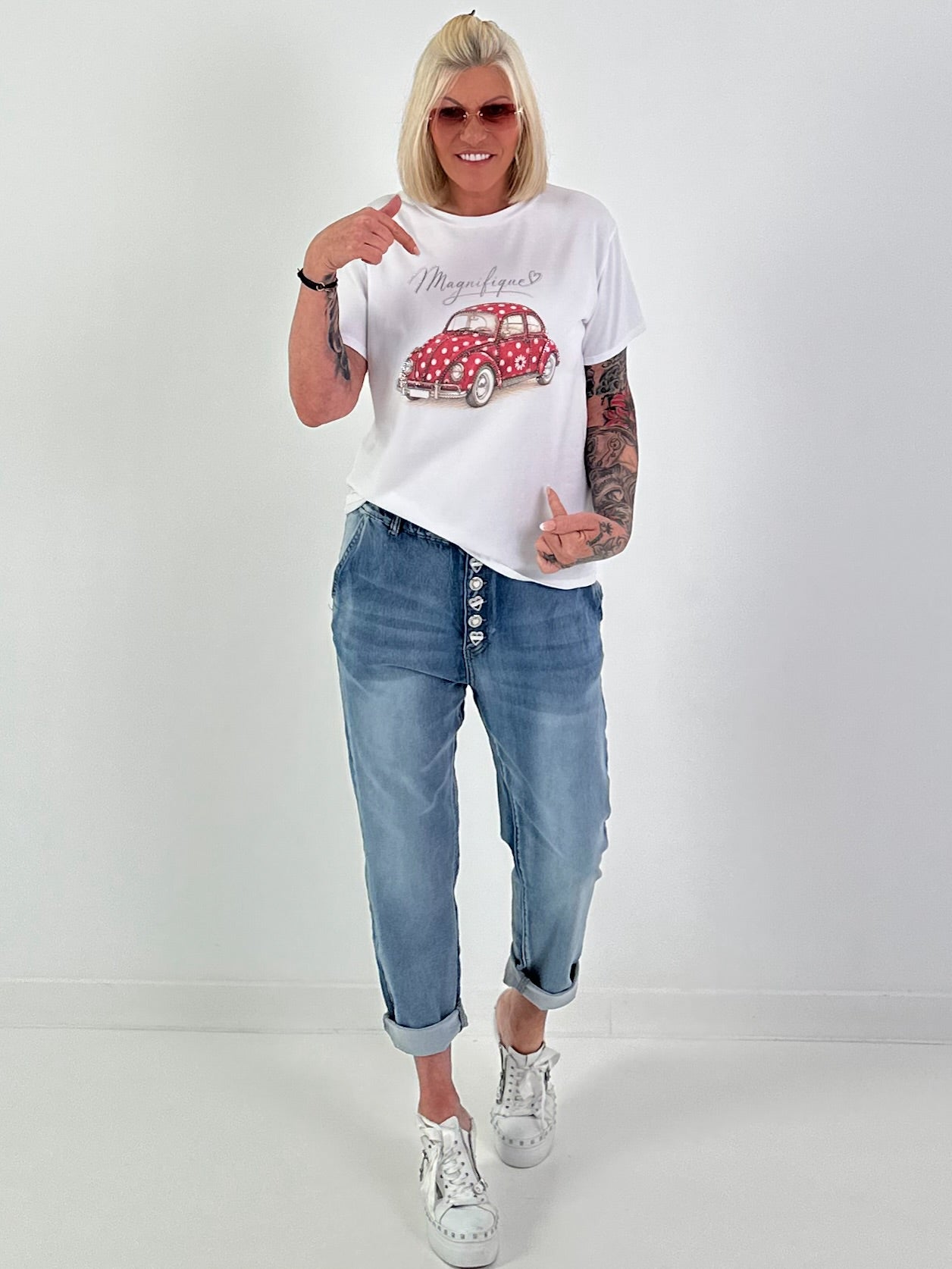 T-Shirt Magnifique - white-red