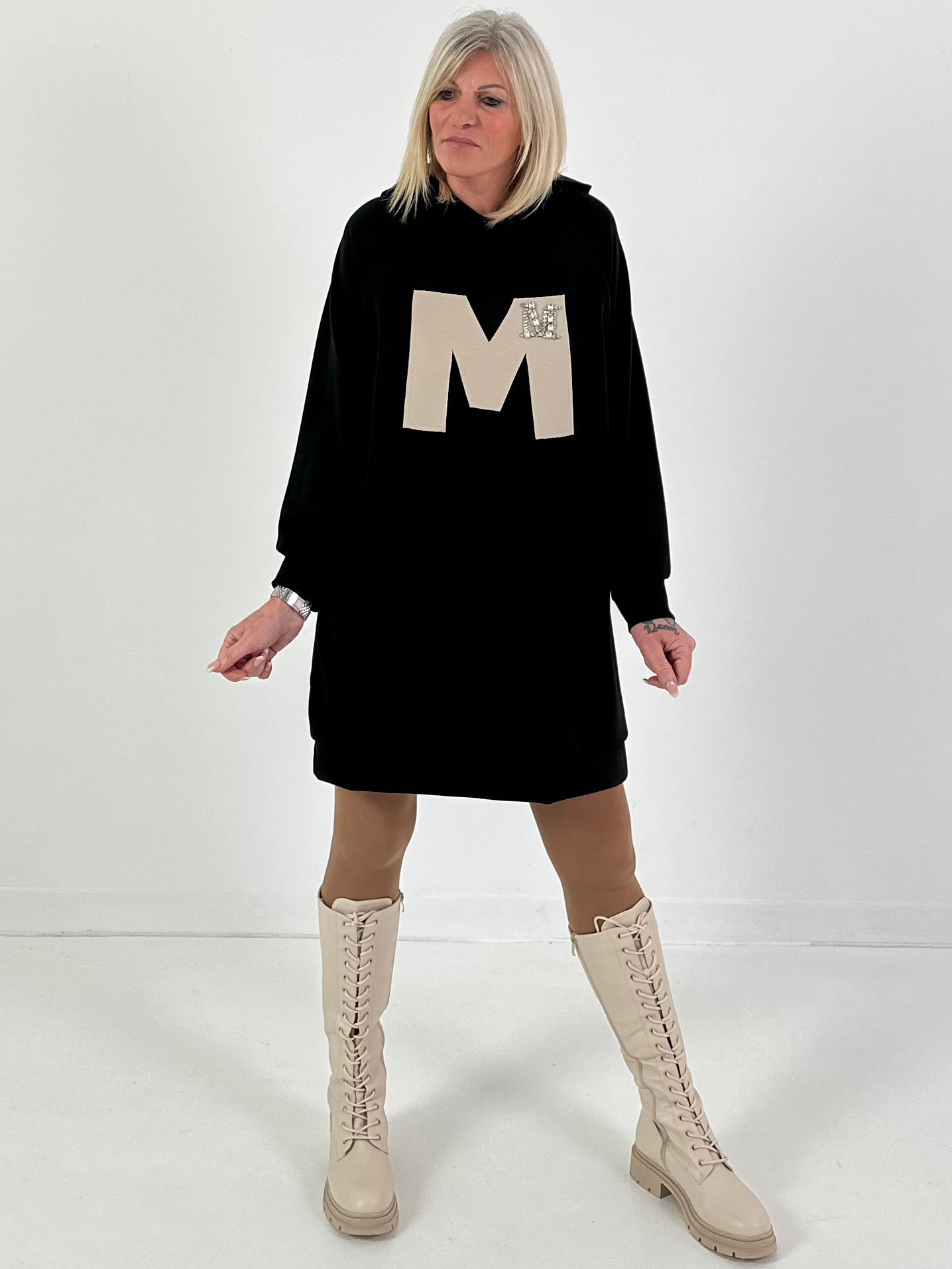 Long Hoodie/Kleid Modell "Edition M" - schwarz