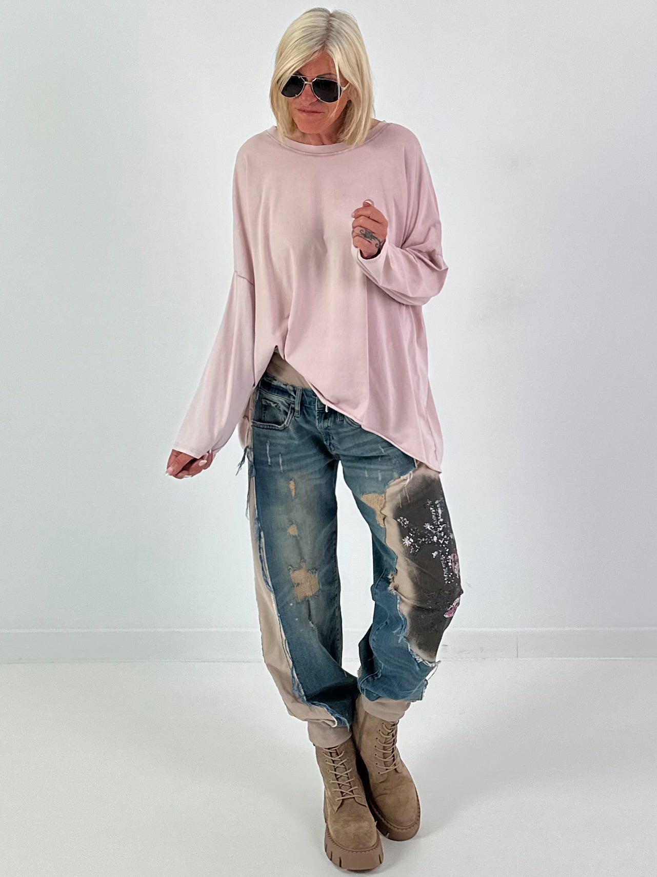 Oversized Shirt stone washed - rosa