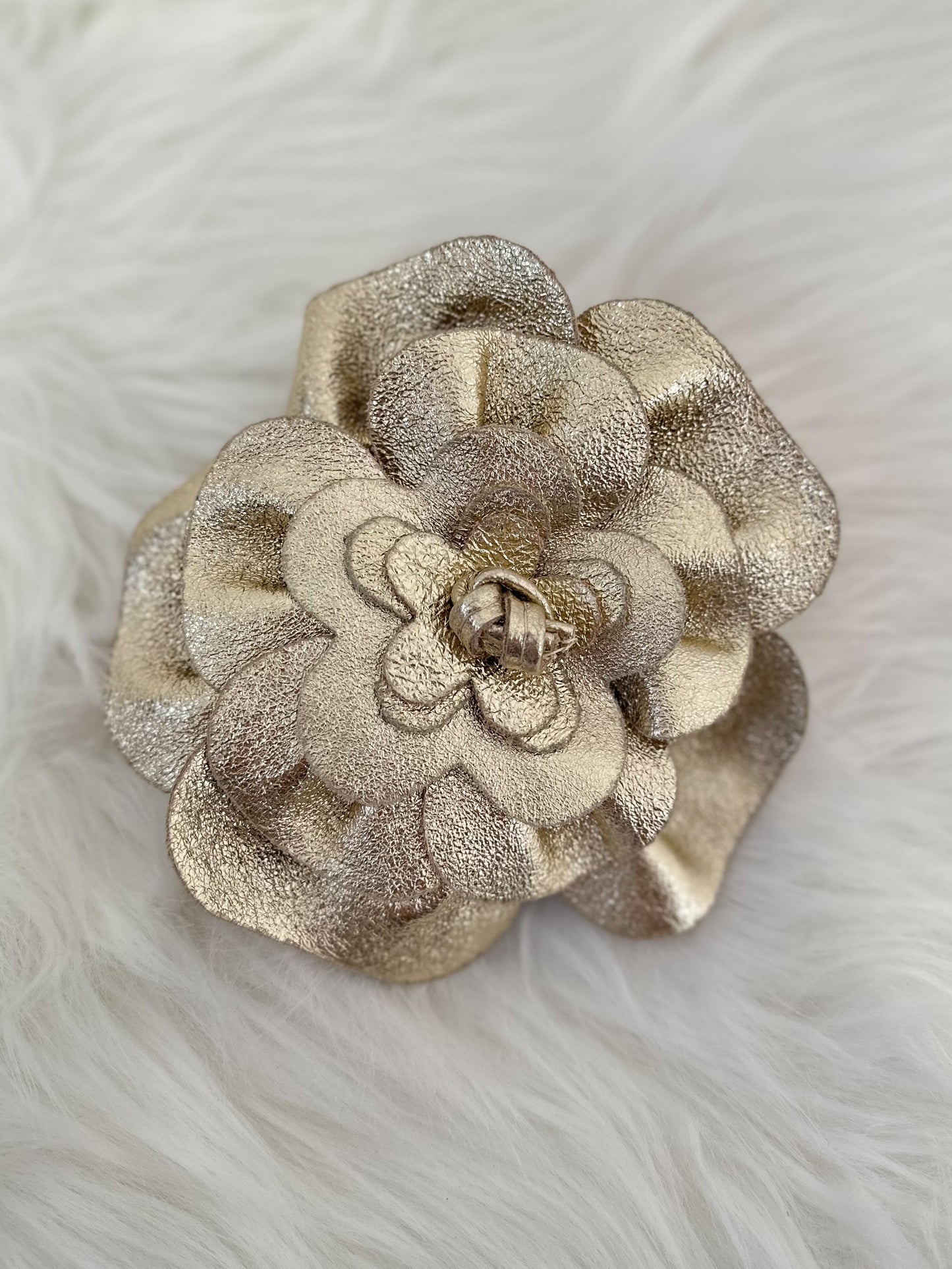 Strikceintuur model "Floral Flow" - goud