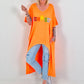 Oversized Long Shirt Sunset - neon orange