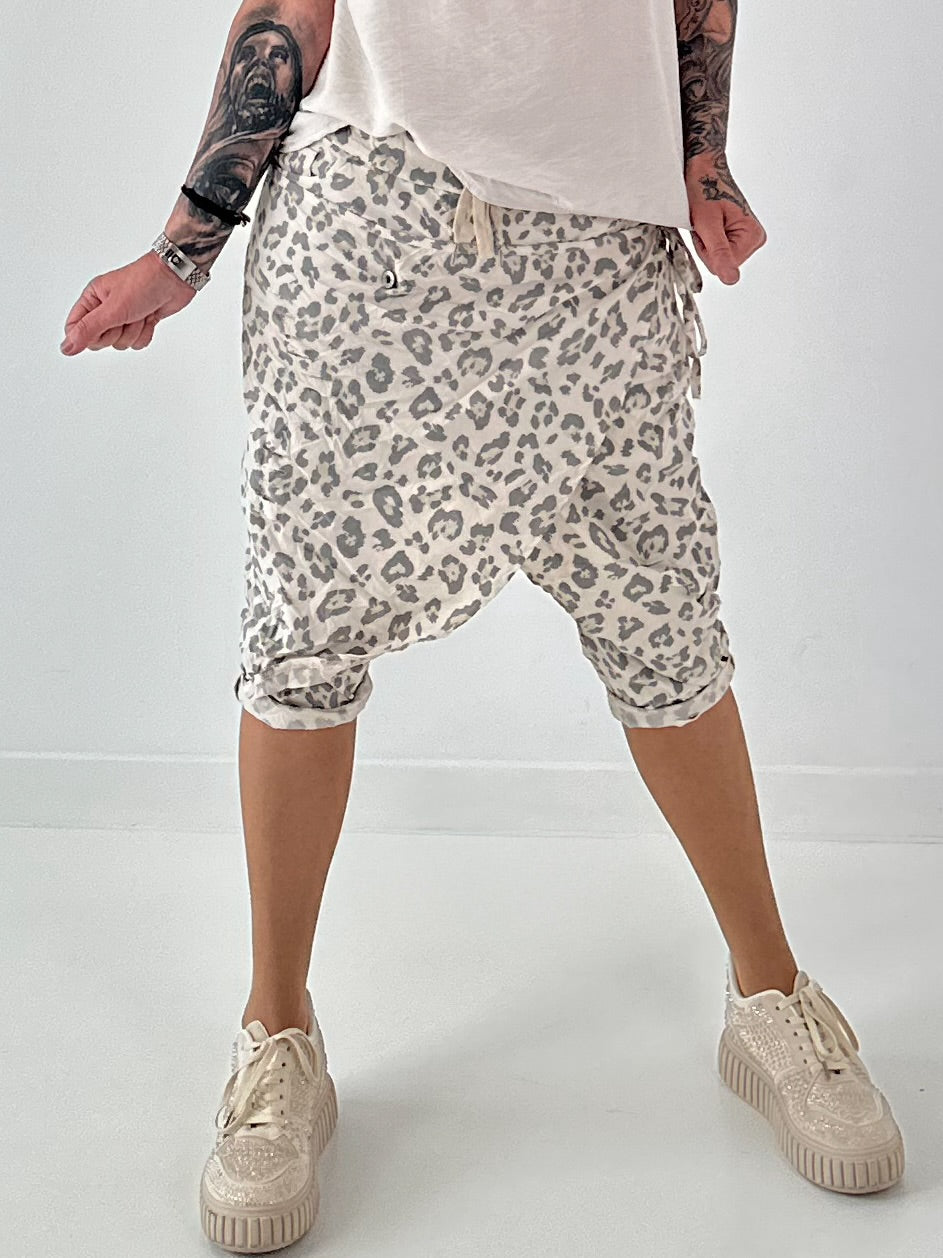Stylische Hose mit Überwurf im Knit-Look - beige