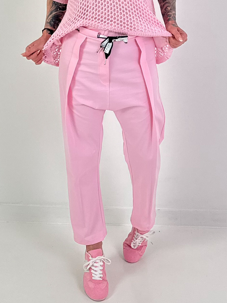 Trousers with wide pleats - pink