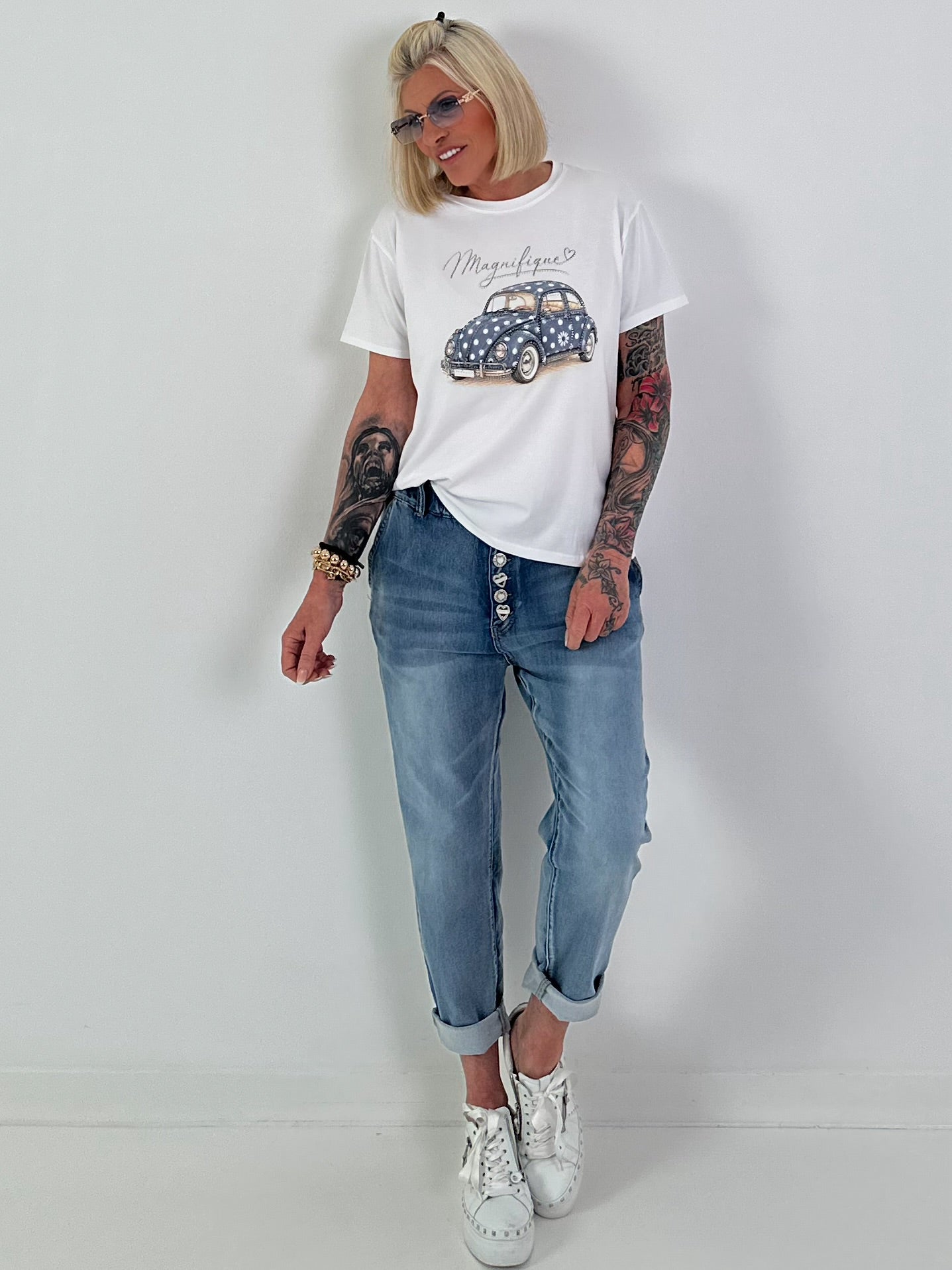 T-Shirt Magnifique - weiss-blau