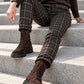 Hose im Karo-Look - mokka-mehrfarbig