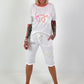 T-Shirt mit Leo-Details - weiss