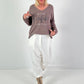 V-hals trui, model "Always Authentic" - taupe