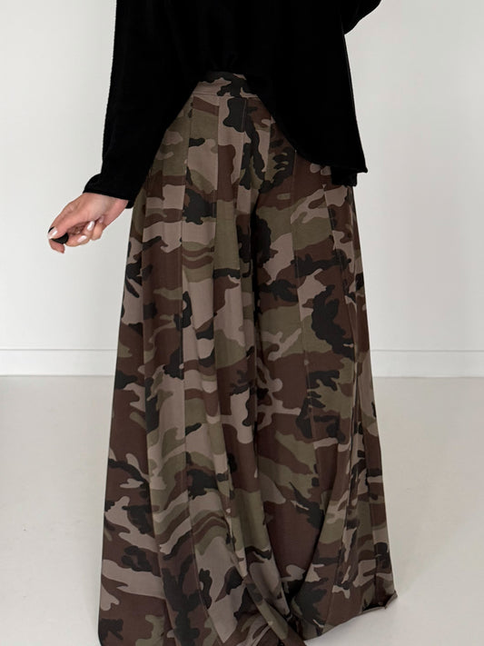 Palazzo-Sweathose in Camouflage-Look - taupe-mehrfarbig