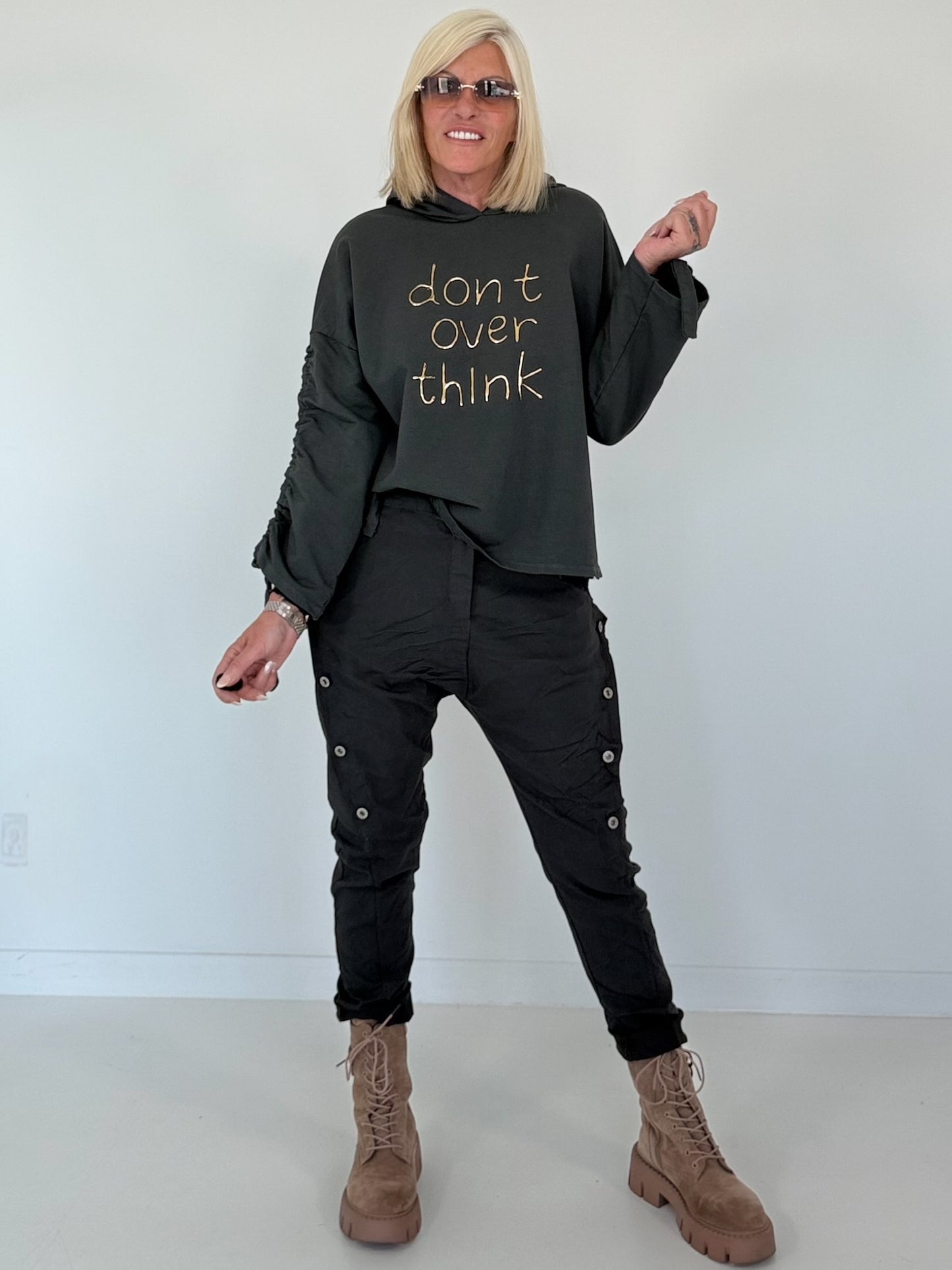Hoodie Don´t Overthink - anthrazit