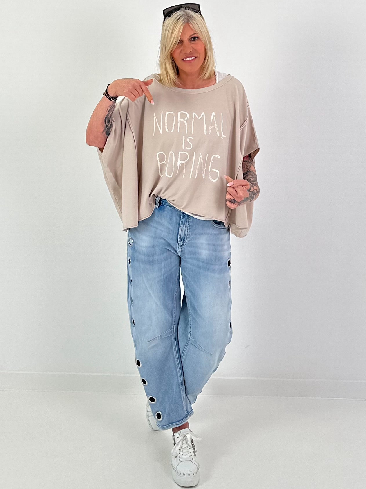 Oversized Shirt Normal is Boring - beige
