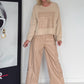 Sweater with faux leather details - beige