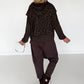 Kurzarm-Hoodie mit All Over Leo-Print - mokka
