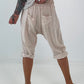 Short linen baggy dress with overlay and sequin details - khaki