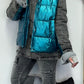 denim jacket with quilted vest - silver-grey