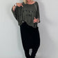 Oversized gebreid shirt met statementprint – olijf