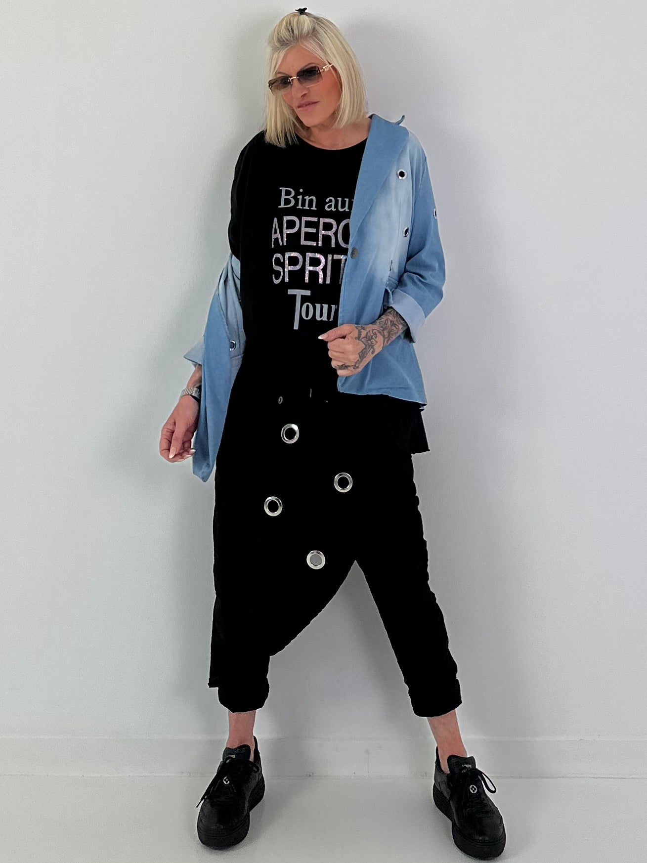Stylische Hose im Knit-Look - schwarz ( lieferbar ab ca. 30.05.26)