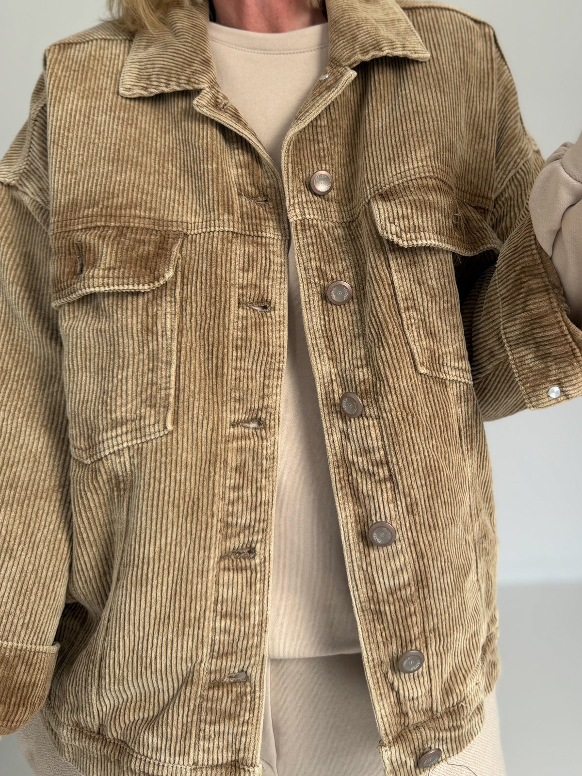 Oversized Cordjacke - camel