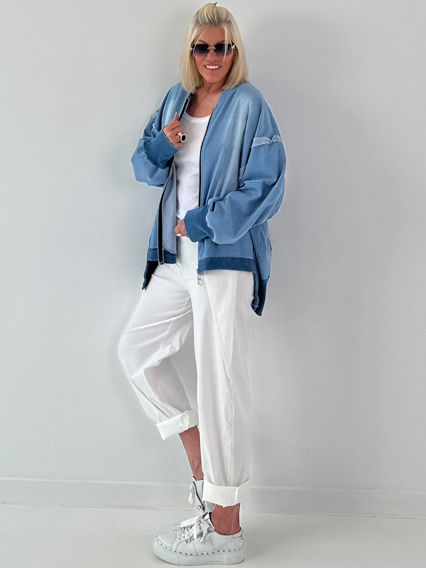 Oversized Jeansjacke - hellblau