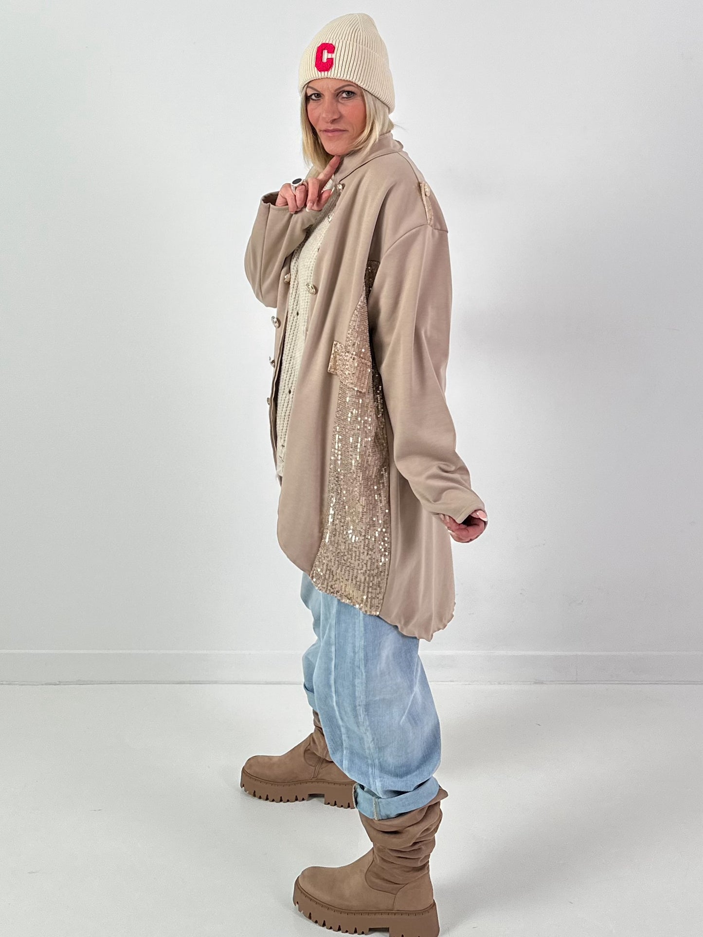 Oversized militair blazer model “Glam Officer” - beige