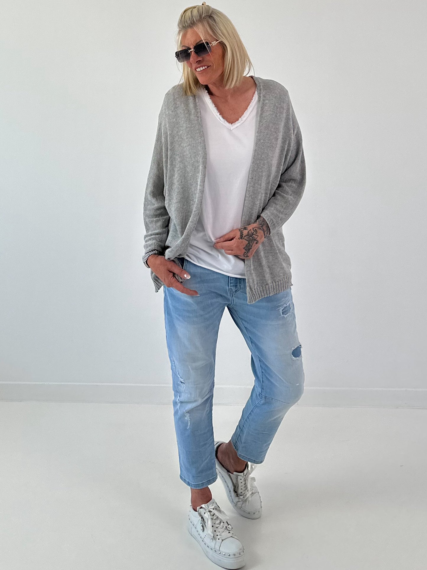 Leichte Strickjacke - grau