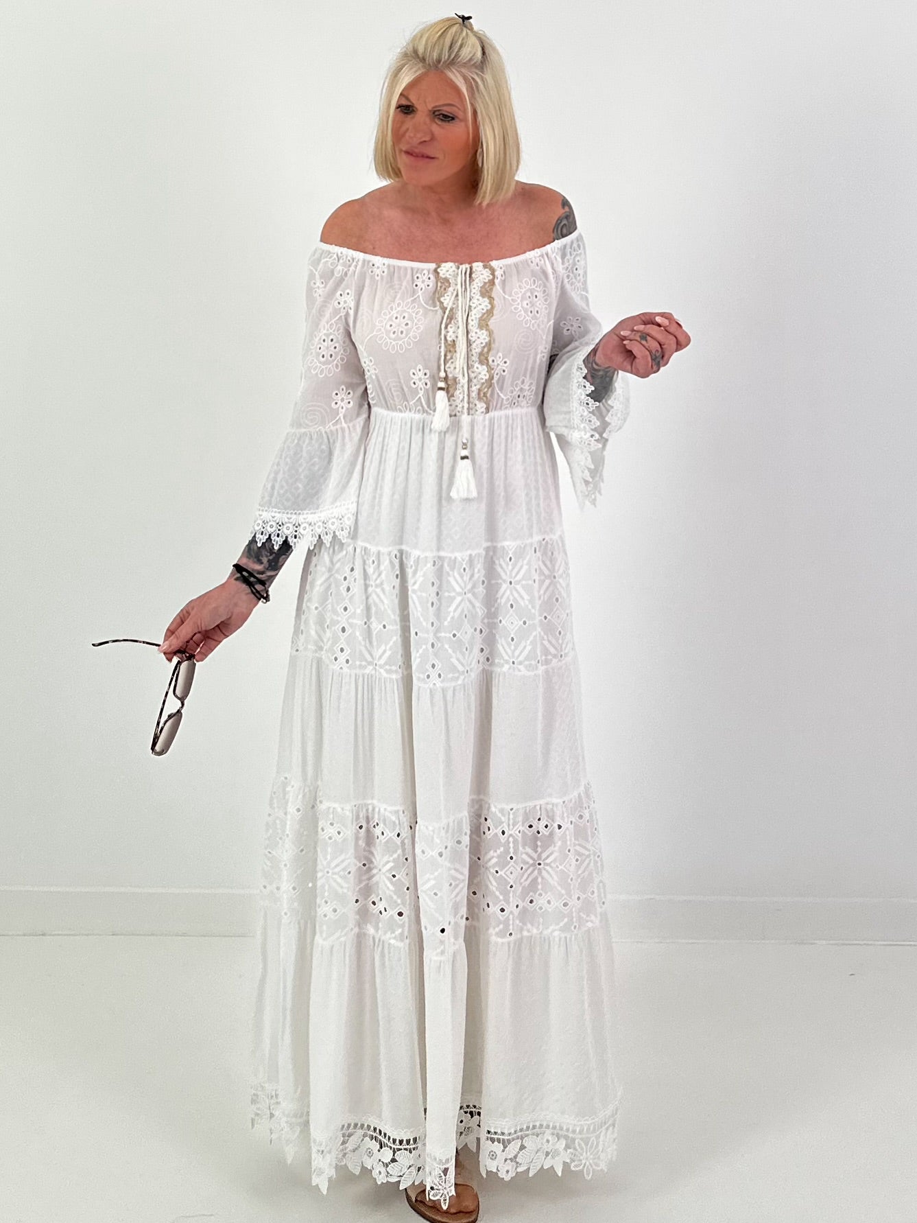 Boho Embroidered Dress - White