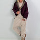 2 in 1 Jacke mit Leo-Print - burgunda