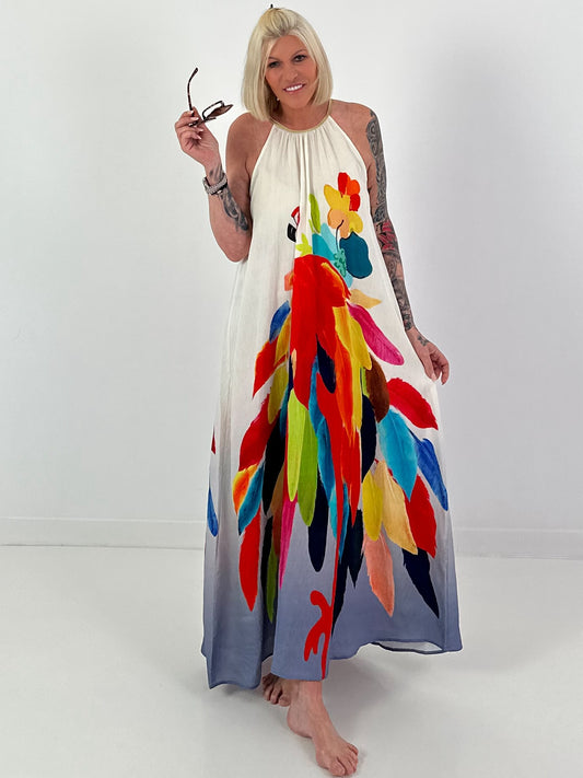 Kleid mit Print und Farbverlauf - blau-mehrfarbig