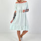 Dress with short sleeves and flounce - mint