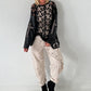 Stylisches oversized Spitzenshirt mit Details Kreuz - schwarz