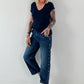 Ripp T-Shirt stone washed- dunkelblau
