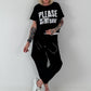 Kurzes Kastiges Shirt mit Print - schwarz