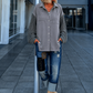 Lässiges Wildleder-Optik Hemd mit Strickarm - grau