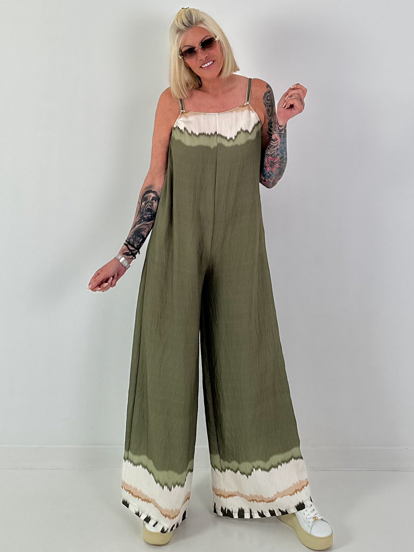 Jumpsuit mit Spaghettiträgern - khaki