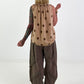 Polka dot top with ruffled collar - camel-chocolate