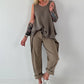 Grobes Leinen/Baumwoll Top - taupe